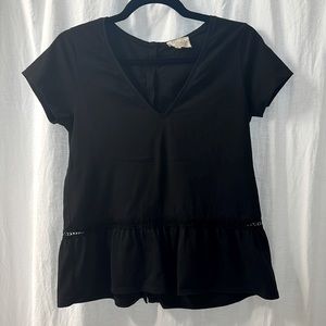 Sezane black top with button up back detail